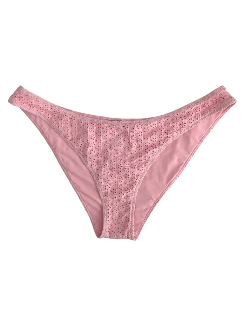 PINK X Frankies Bikinis Eyelet Bikini Set Pink Underwire Lace Cheeky Size XXL